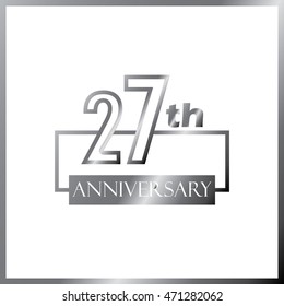 simple silver square 27th anniversary design