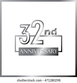 simple silver square 32nd anniversary design
