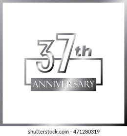 simple silver square 37th anniversary design