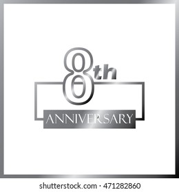 simple silver square 8th anniversary design