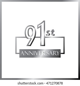 simple silver square 91st anniversary design