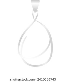 Simple silver teardrop pendant on white background. Elegant minimalist jewelry design. Luxury fashion accessory vector illustration.