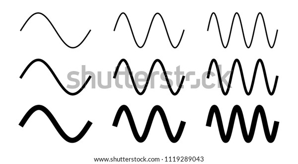 Simple sine wave drawing. One, two and three\
period with 3 different\
width.