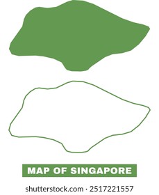 Conjunto de Ilustración vectorial de mapa plano de contorno simple de Singapur