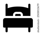 Simple Single Bed glyph icon. The icon can be used for websites, print templates, presentation templates, illustrations, etc