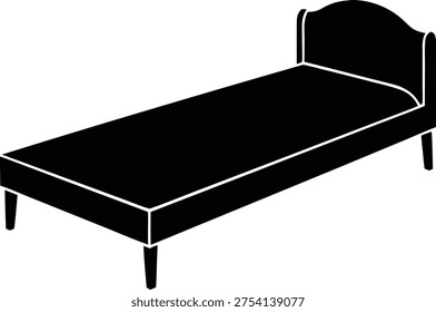 Simple single bed icon silhouette vector illustration