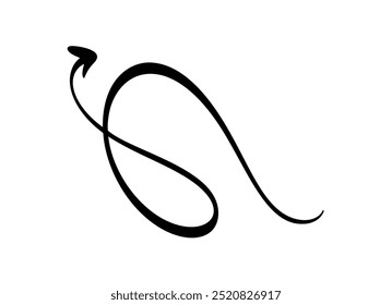 Flecha negra simple y simple que apunta hacia arriba y hacia la derecha, dibujada con un pincel, que transmite una sensación de progreso y avance