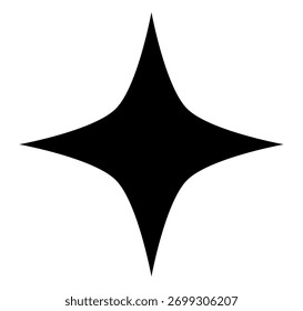 Simple single black sparkle star vector illustration with clean edges, ideal for digital design, icons, UI elements, or decorations.