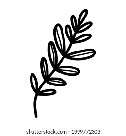 simple single branch curve leaf tree vector illustration icon design template with doodle hand drawn outline style