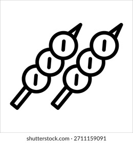 A simple single chinese fish ball skewer icon for design element or coloring book element