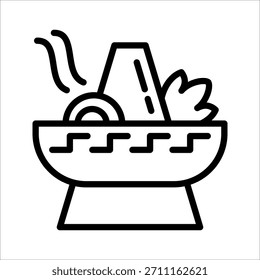 Ein einfaches einzelnes chinesisches Hot-Pot-Symbol für ein Design- oder Malbuchelement