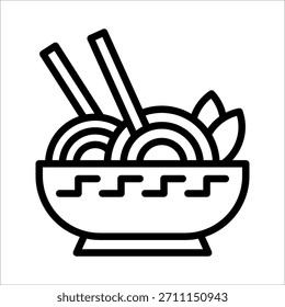 Un simple icono de fideo chino para elemento de diseño o elemento de libro para colorear