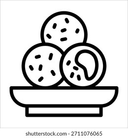 Un simple icono de bola de sésamo chino para elemento de diseño o elemento de libro para colorear