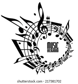 Simple single color music background with notes and clef, music template with copy space fore your design.