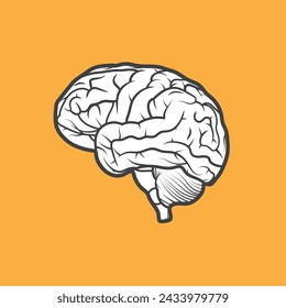 Ilustración vectorial simple, de un solo color de un cerebro humano