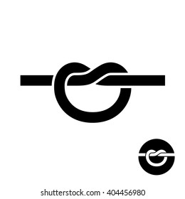 Simple single knot black silhouette icon. Tied link logo.