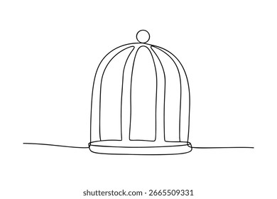 Línea simple que dibuja un Vector de jaula de pájaro