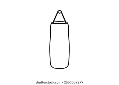 Simples linha única contorno de um saco de perfuração pendurado de um esporte de boxe loop