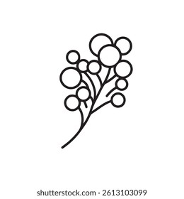 simple single minimal outline of round leaves and flowers