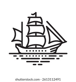 simple single minimal outline of a ship vector illustration design