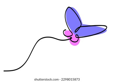 simple single or one continuous fly butterfly 

