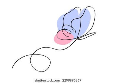 simple single or one continuous fly butterfly 
