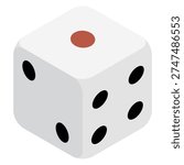Simple Single Red and White Die Vector Illustration