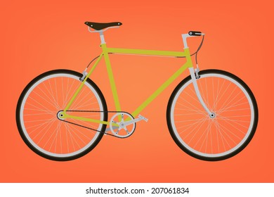 Simple single speed urban bicycle on plain vivid background