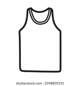 simple singlet t-shirt, black and white line art
