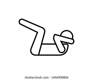 Simple sit up icon in line style isolated on white background. Sit ups are one of the exercises to form the abdominal muscles so that you will see a six pack.- vector EPS 10
