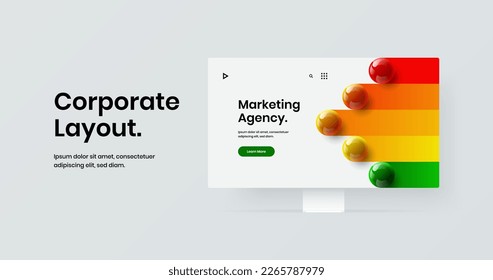 Simple site screen design vector layout. Creative monitor mockup landing page illustration.