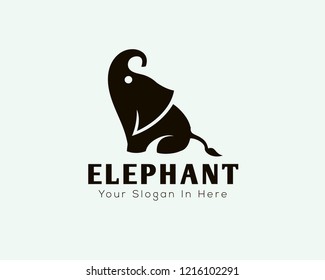 simple sitting elephant logo, icon, symbol design inspiration