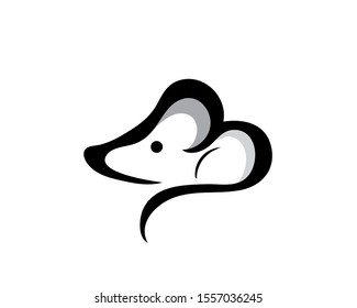 simple sitting mouse logo design inspiration