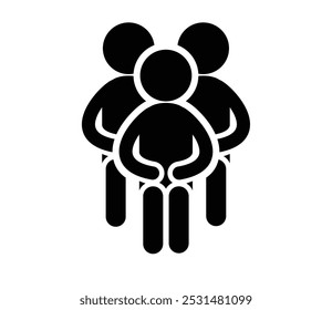 Icono de personas sentadas simples 3 personas