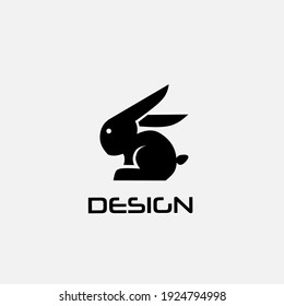 Simple sitting rabbit logo design template