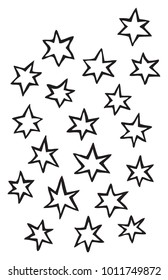 Simple six point stars vector art illustration drawings, irregular and whimsical. Ideal for holidays.
