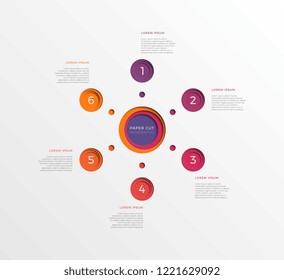 simple six steps infographic template with round paper cut elements. business process diagram for brochure, banner, annual report and presentation. easy for edit and customize. eps10