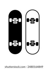 Simple Skateboard Icon Vector Isolated on White. Skateboard Icon Set Vector.