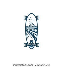 simple skateboard ocean surf t shirt vector illustration template design