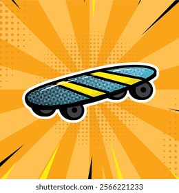 Simple skateboard pop art comic icon illustration