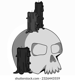 simple skeleton head with candles 