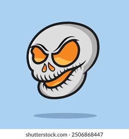 Simple Skeleton Head Cartoon Vector Illustration Design Halloween