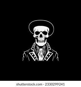 simple skeleton wearing cloth logo vector illustration template design