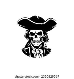 simple skeleton wearing war costume logo vector illustration template design