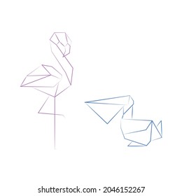 A simple sketch of birds. Origami illustration.