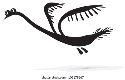 Simple sketch - black bird on a white background