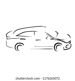 Simple sketch car. Vector illustration.