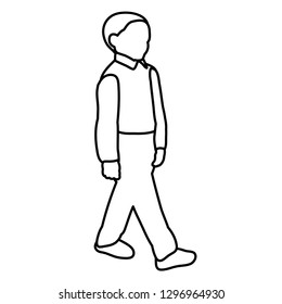 simple sketch, child, boy goes on a white background, vector