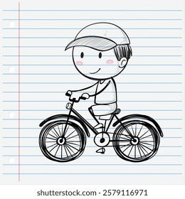 Simple sketch of a child on a bicycle