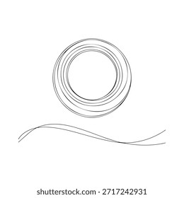Un boceto simple de un alambre enrollado con extremos sueltos que se extienden hacia afuera
